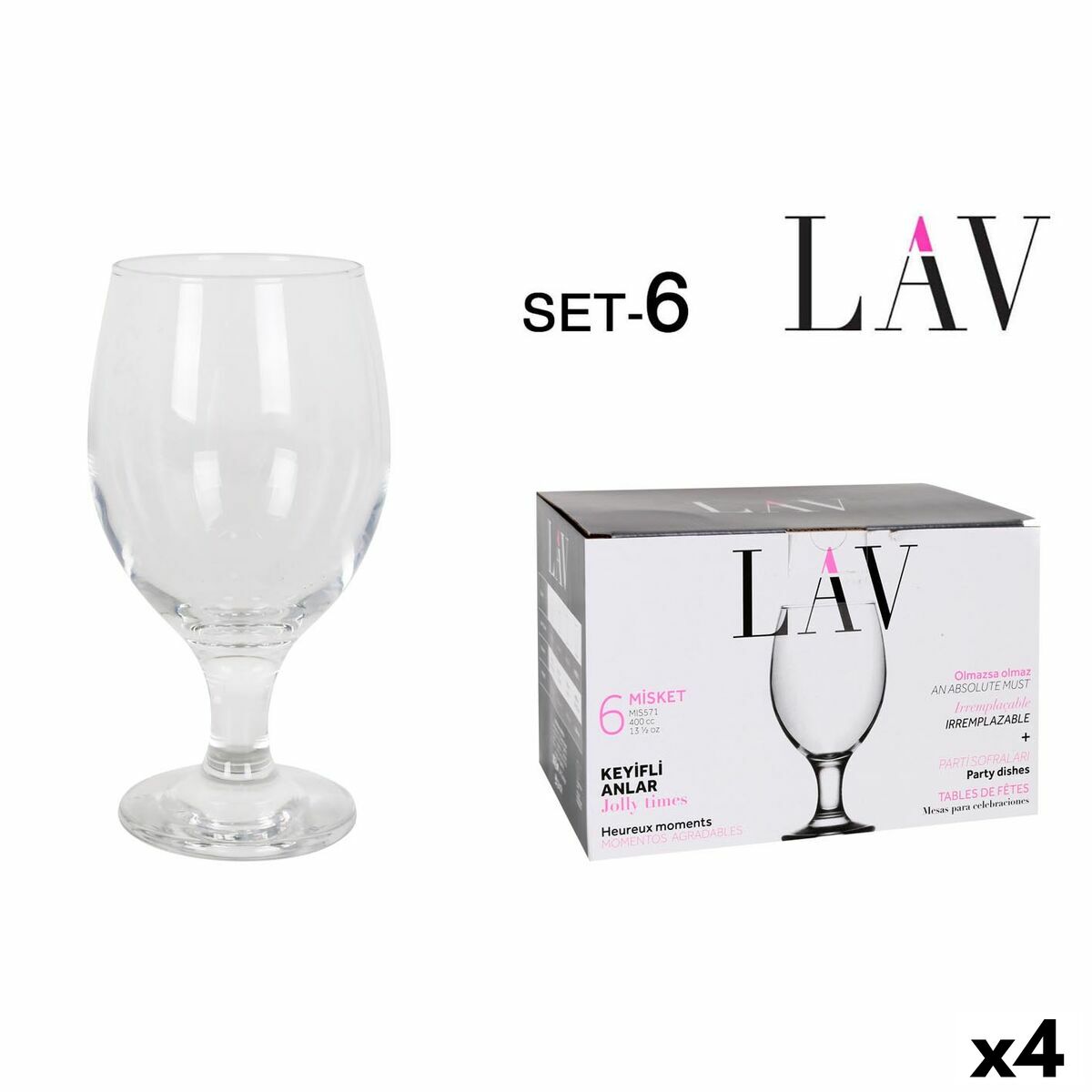 Set de Copas LAV Misket 6 Piezas (4 Unidades)
