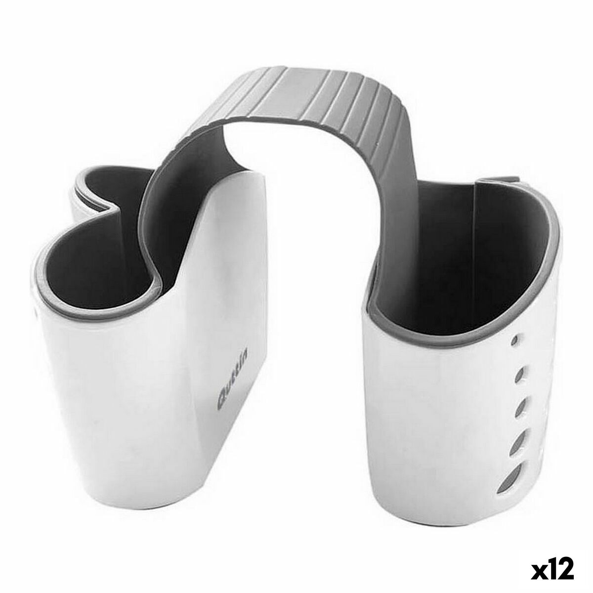 Portaestropajos para Fregadero Quttin Doble Blanco 15 x 9 x 12 cm (12 Unidades)