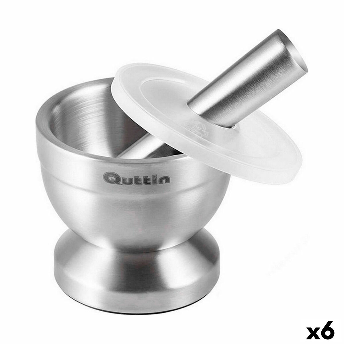 Mortero de cocina Quttin Acero Inoxidable Acero 9,8 x 8,2 cm Antideslizante (6 Unidades)