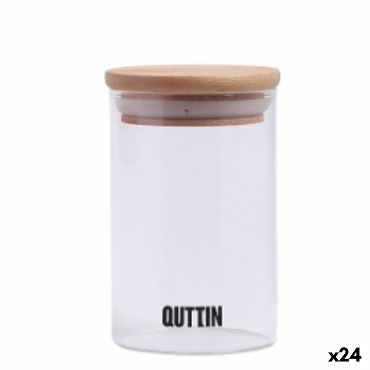 Tarro de Cristal Transparente Quttin    6,5 x 11 cm Silicona 250 ml (24 Unidades)