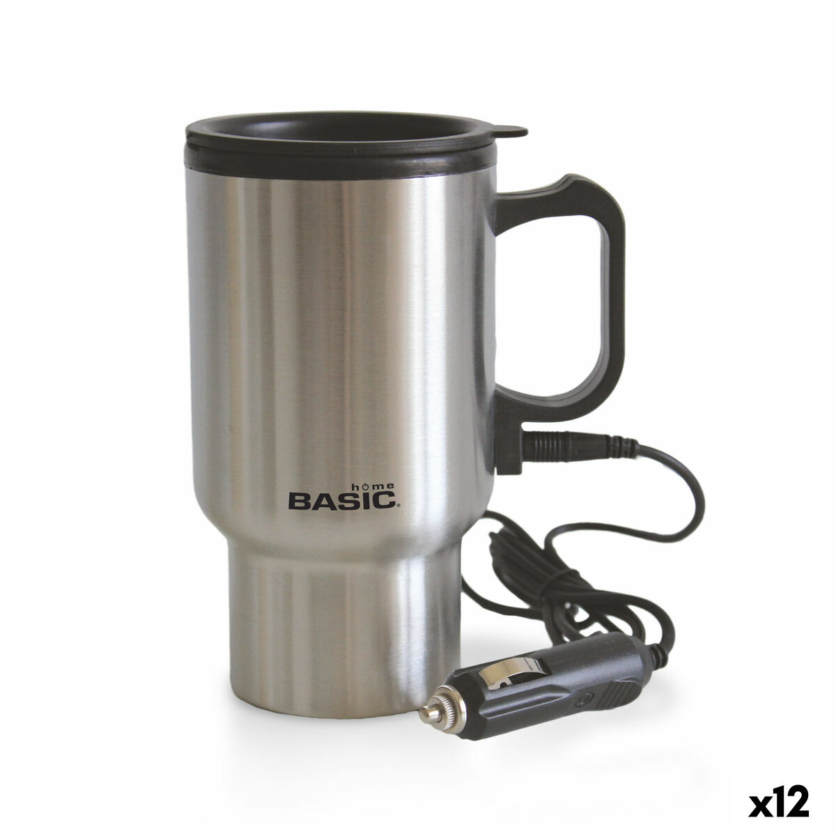 Taza Termo con Tapa Basic Home Plateado 400 ml 0,4 l Eléctrica (12 Unidades)