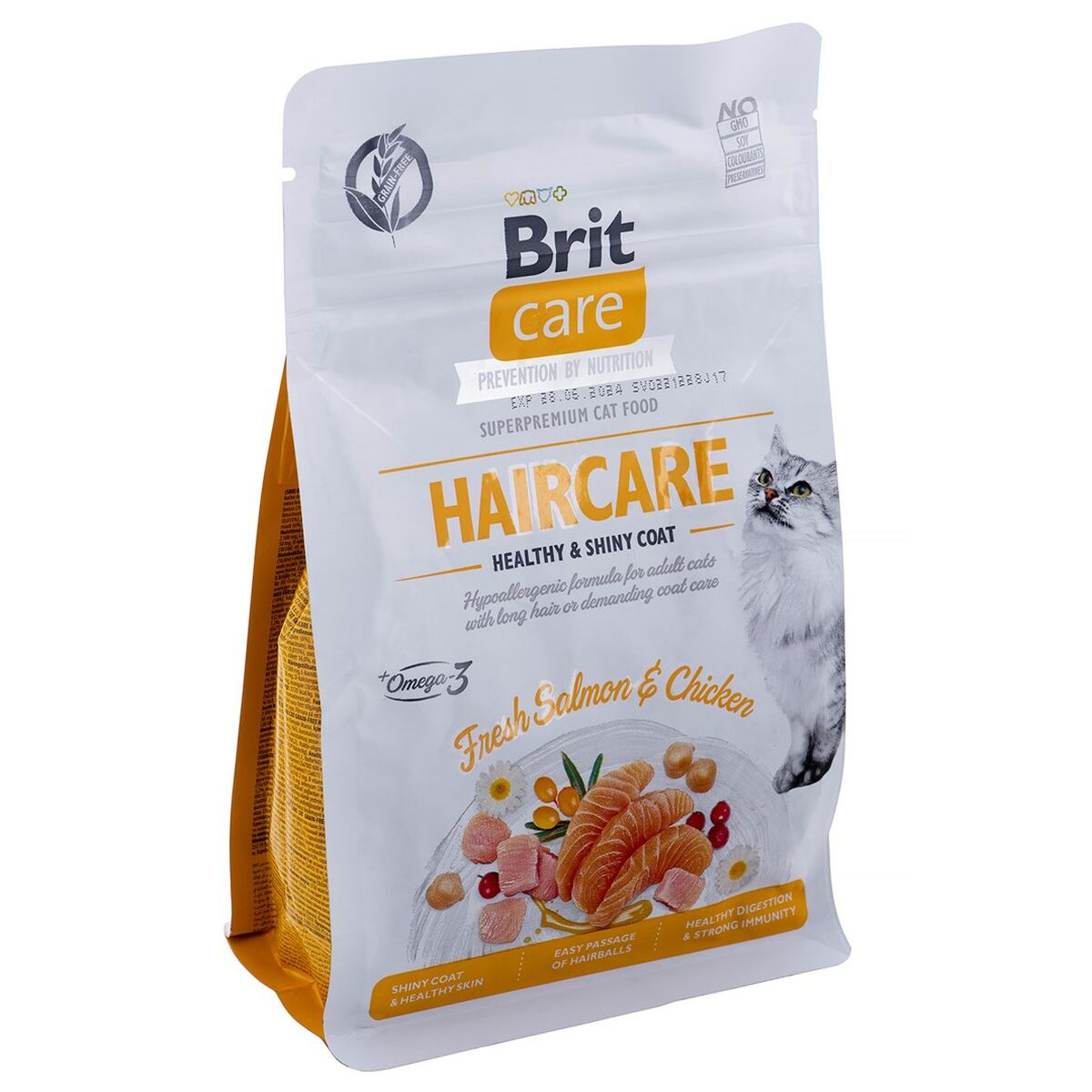Comida para gato Brit Care Grain Free Haircare Healthy & Shiny Coat Adulto Pollo Salmón 400 g