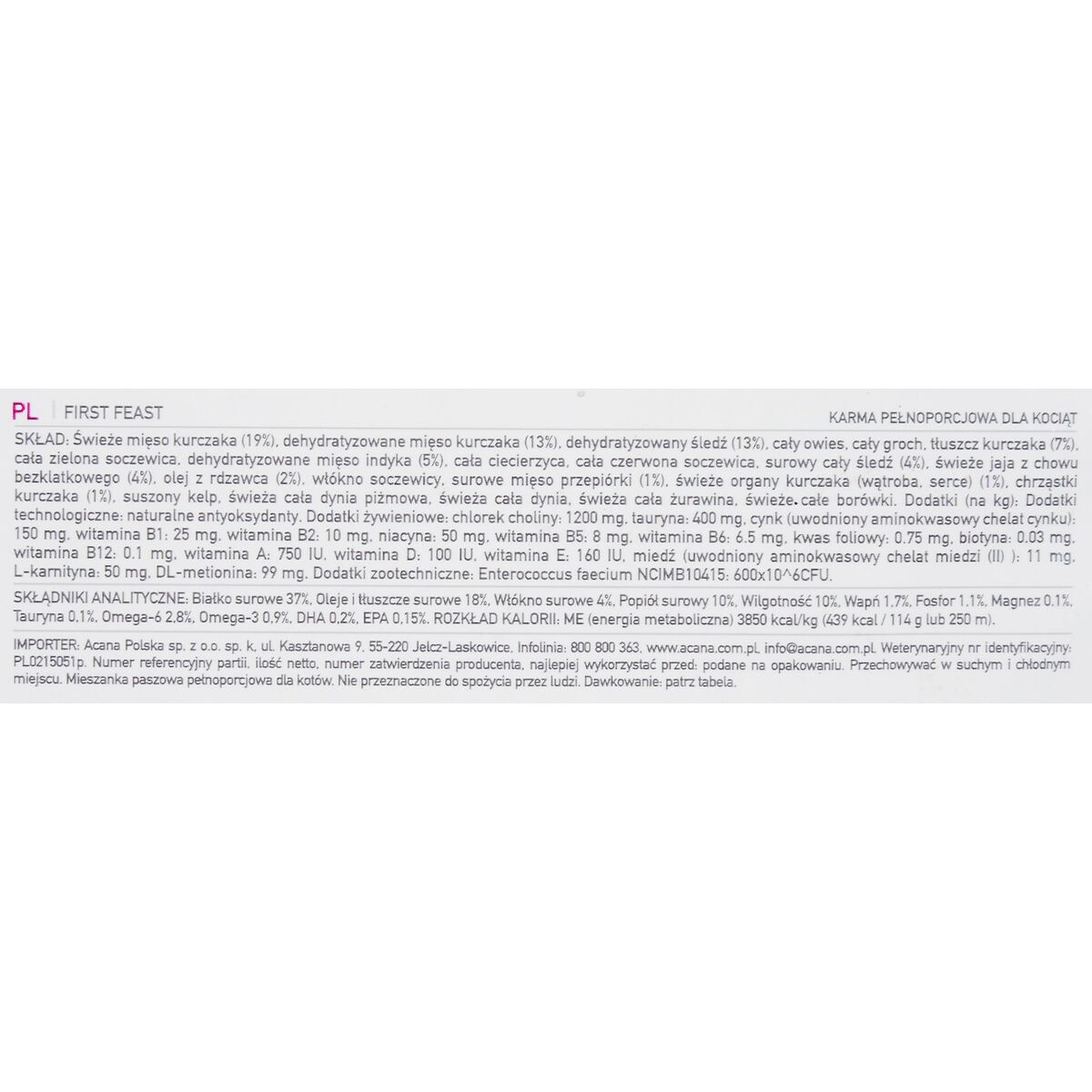 Comida para gato Acana First Feast Aves 1,8 kg