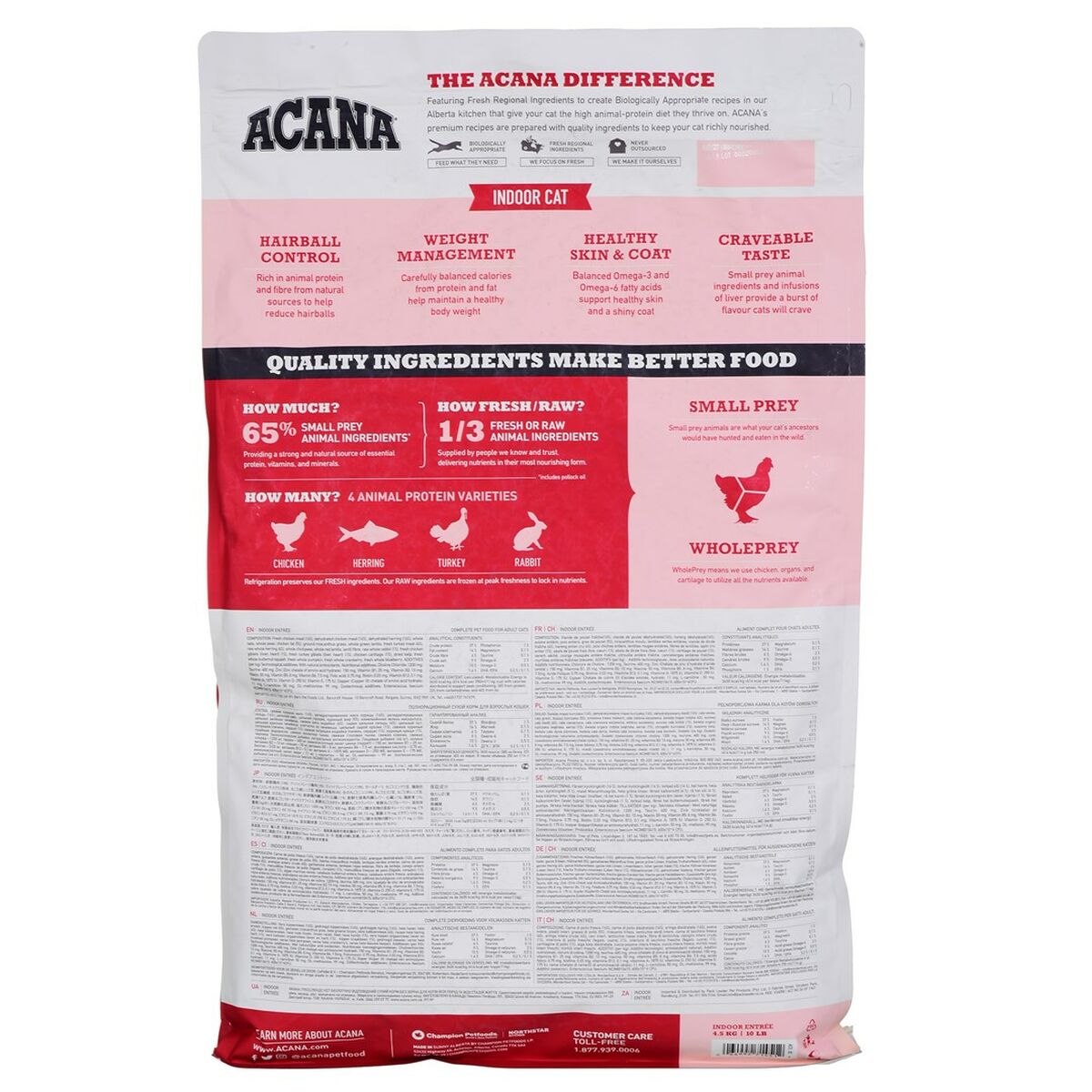 Comida para gato Acana Indoor Entrée Adulto Pollo Pavo Pescado Conejo 4,5 Kg