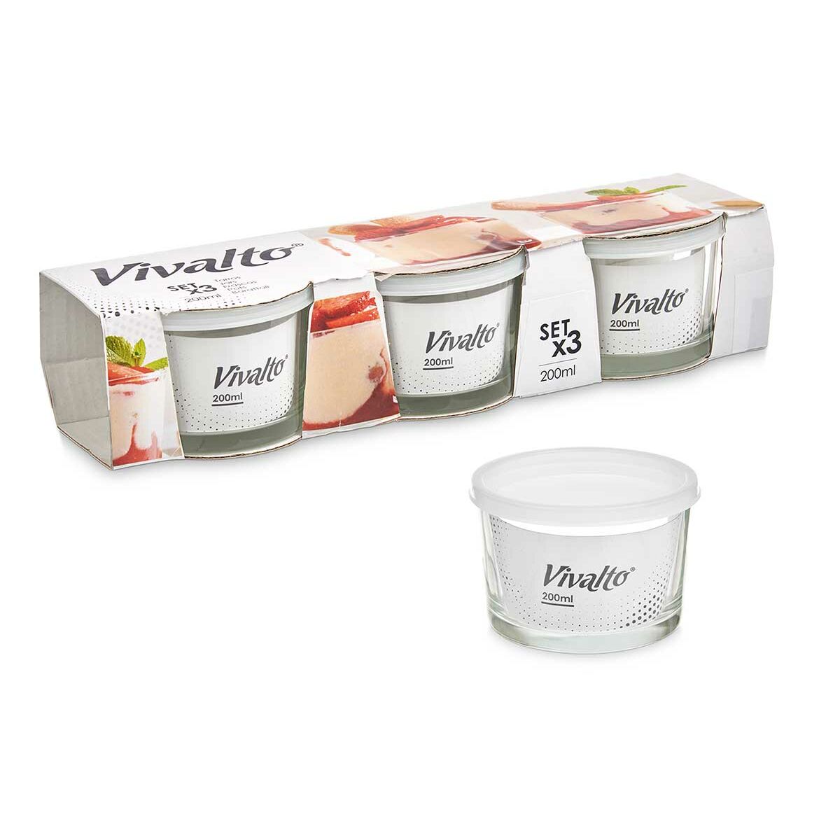 Set de Fiambreras Vivalto Transparente Vidrio Polipropileno 200 ml (12 Unidades)