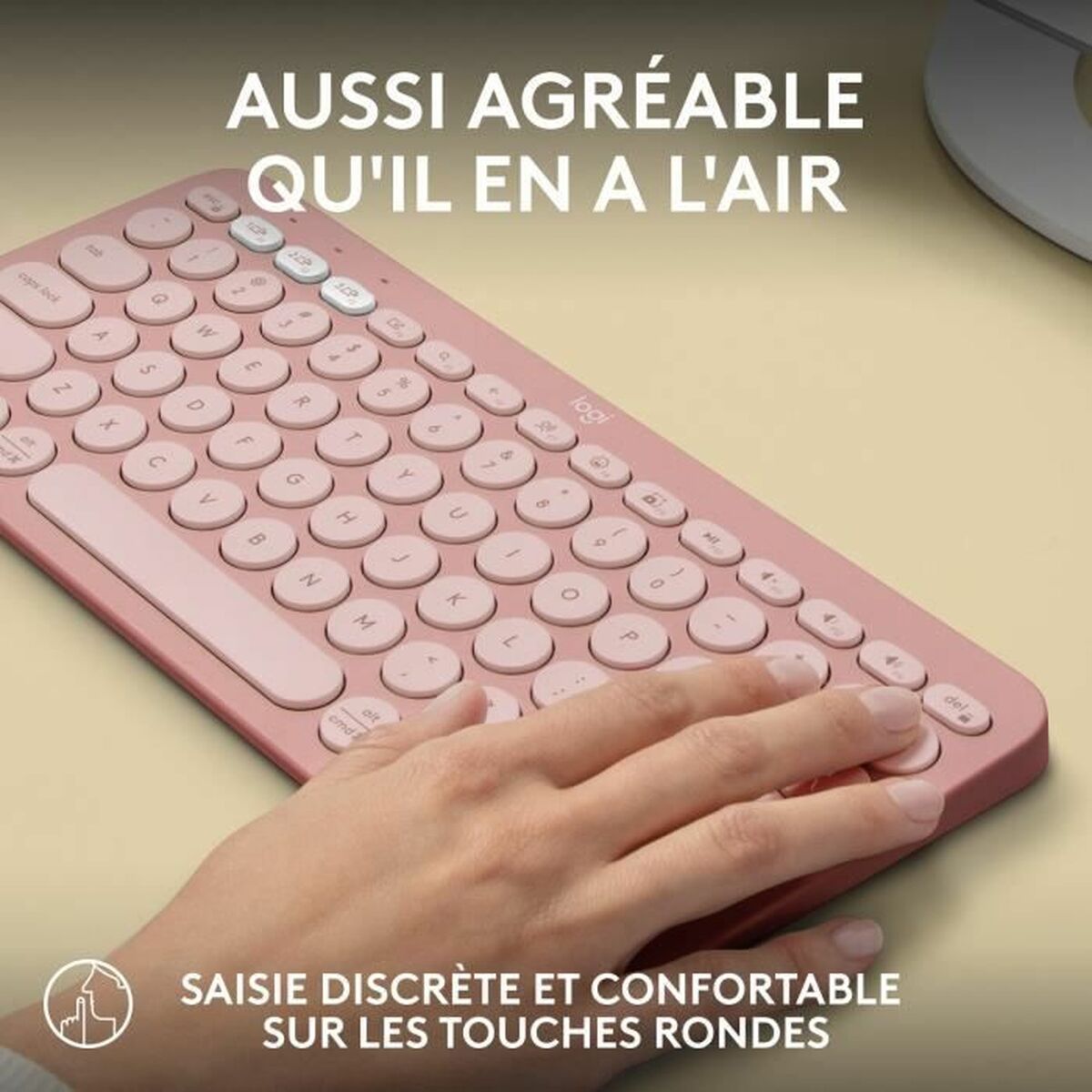 Teclado Bluetooth con Soporte para Tablet Logitech K380 Francés Rosa AZERTY