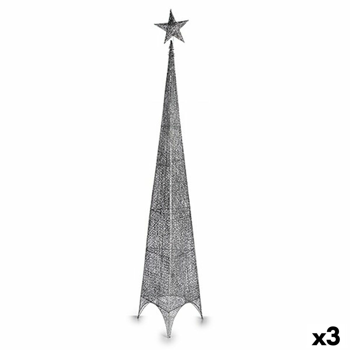 Árbol de Navidad Krist+ Plateado Plata Metal Plástico Estrella Torre 42 x 218 x 42 cm 188 x 8 x 42 cm (3 Unidades)