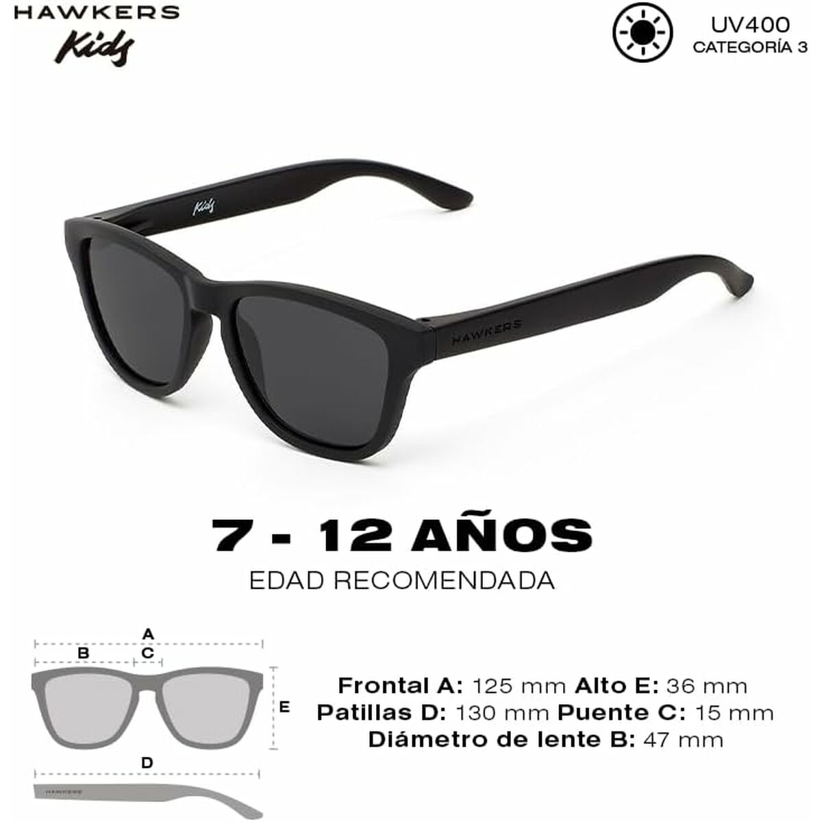 Gafas de Sol Infantiles Hawkers One Kids Dark Ø 47 mm Negro