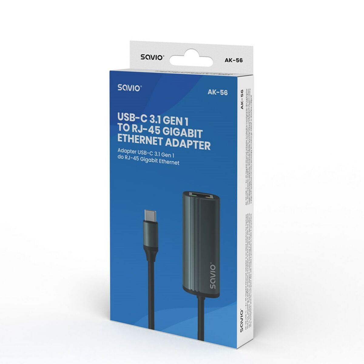 Adaptador USB-C a Ethernet Savio AK-56