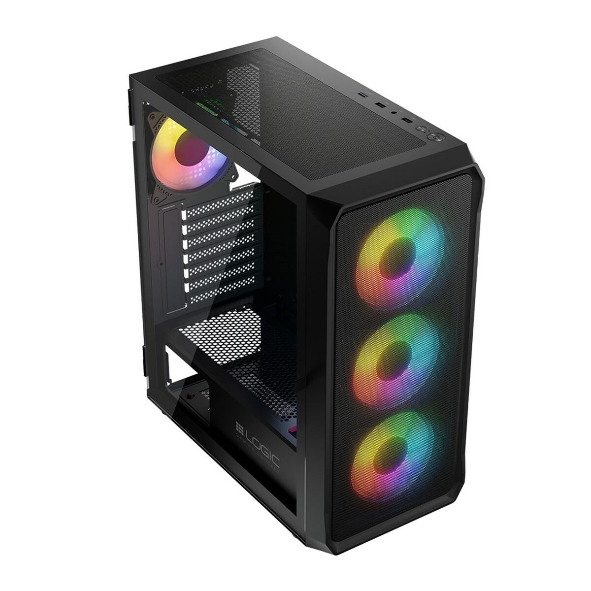 Caja Semitorre ATX Logic PORTOS ARGB Blanco Negro