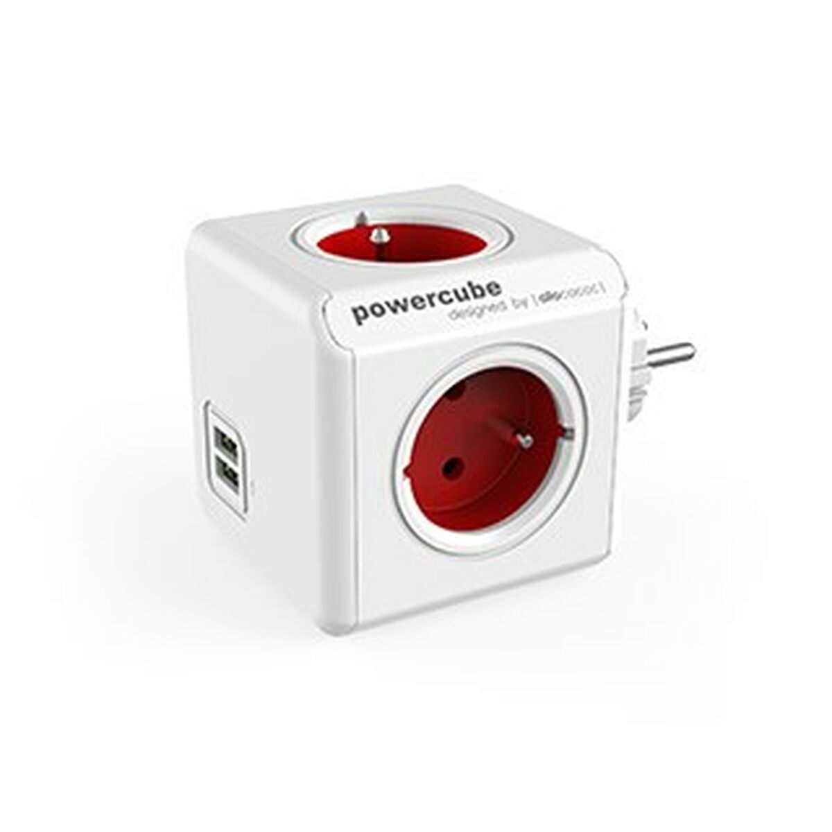 Regleta Enchufes Cubo Allocacoc PowerCube Original USB Type E Rojo