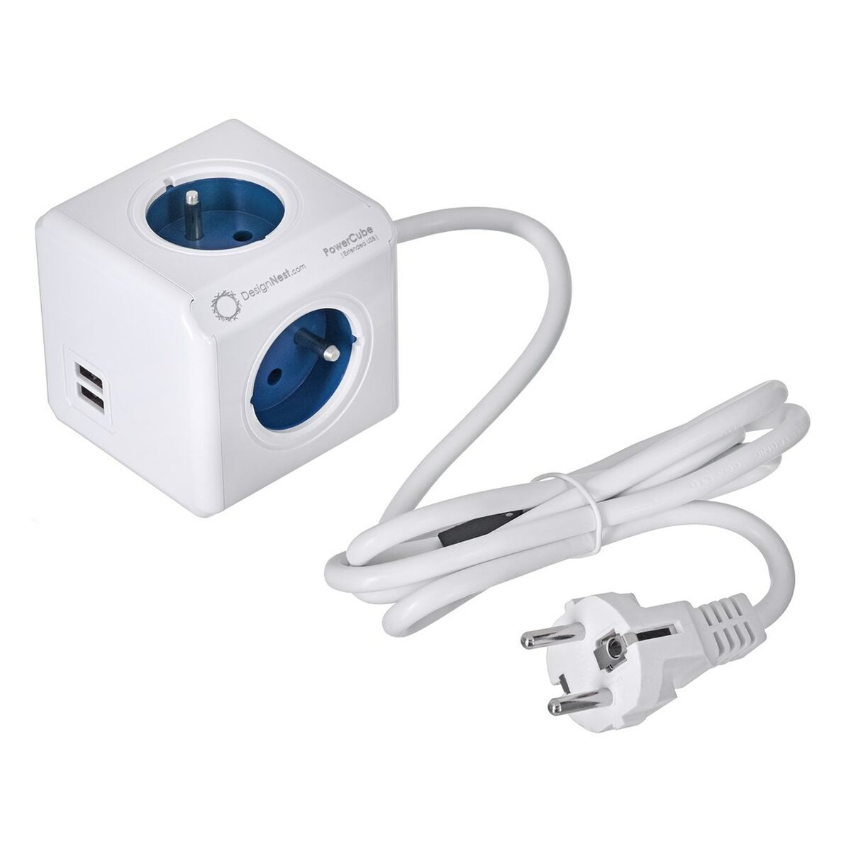 Regleta Enchufes Cubo Allocacoc PowerCube Extended USB Type E Azul (1,5 m)