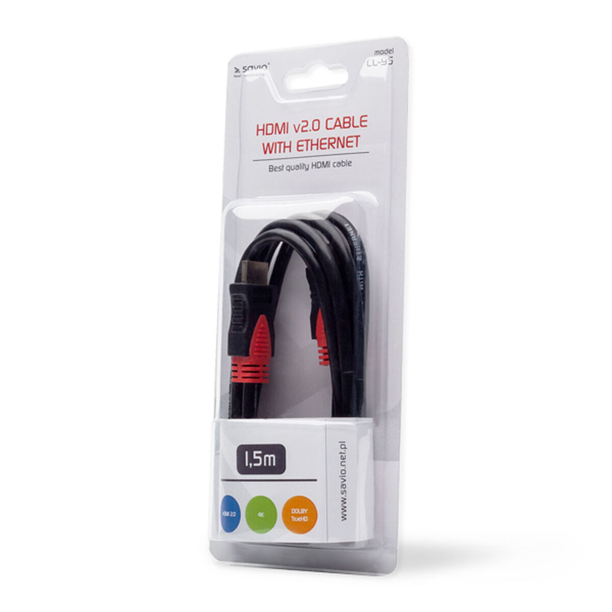 Cable HDMI Savio CL-95 Negro Rojo 1,5 m