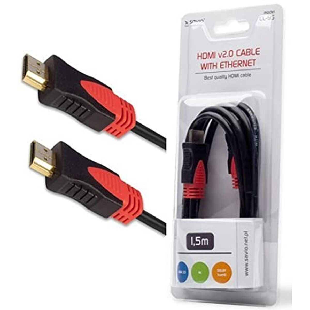 Cable HDMI Savio CL-95 Negro Rojo 1,5 m