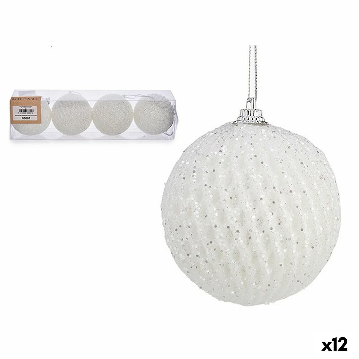 Set de Bolas de Navidad Krist+ Blanco Poliestireno (12 Unidades)