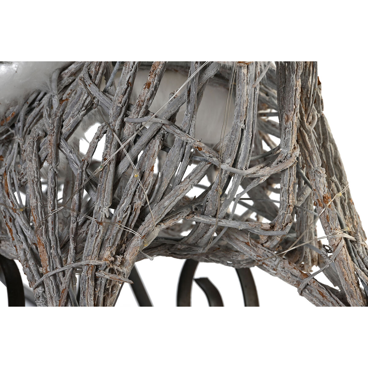 Adorno Navideño DKD Home Decor Reno y trineo Blanco Mimbre Reno 75 x 20 x 53 cm