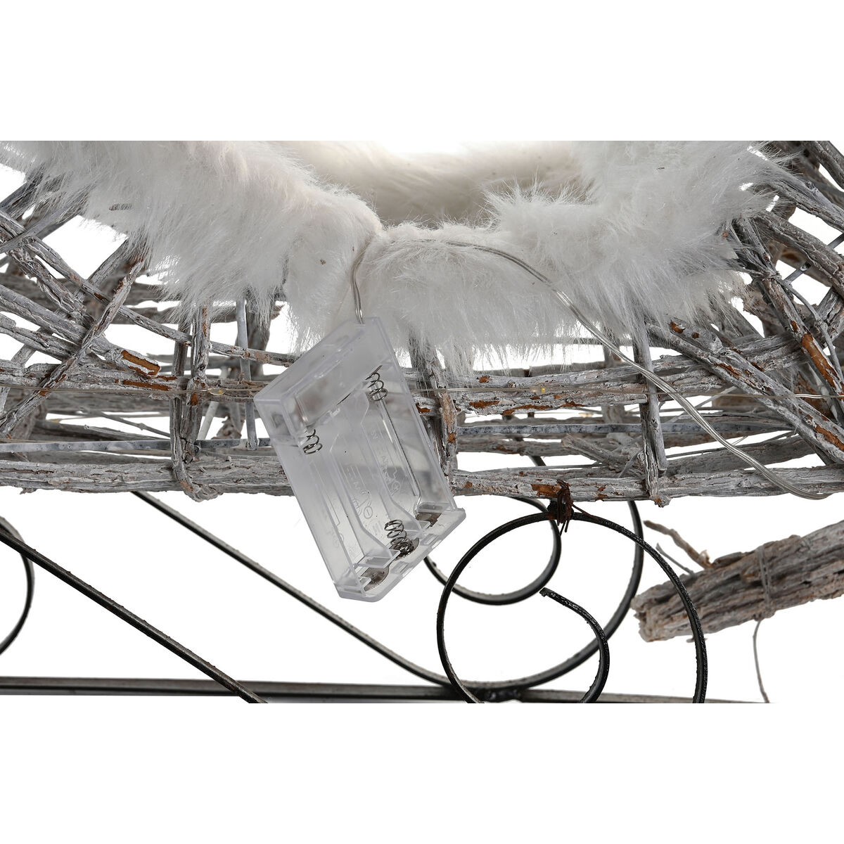 Adorno Navideño DKD Home Decor Reno y trineo Blanco Mimbre Reno 75 x 20 x 53 cm