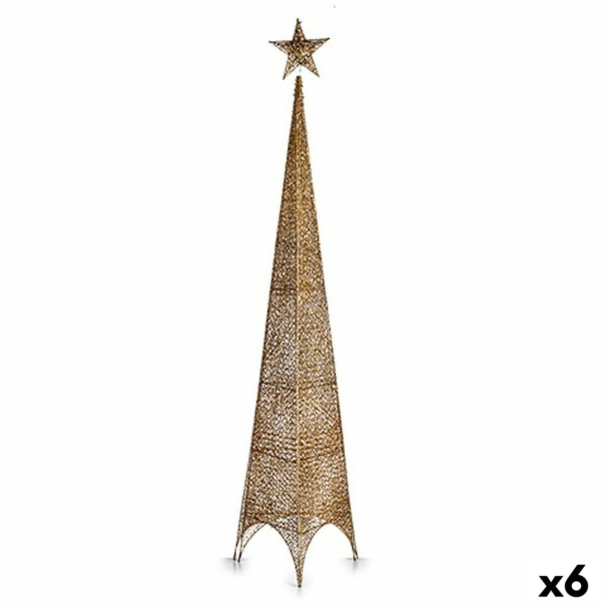 Árbol de Navidad Krist+ Dorado Metal Plástico Estrella Torre 34 x 154 x 34 cm 134 x 5,5 x 34 cm (6 Unidades)