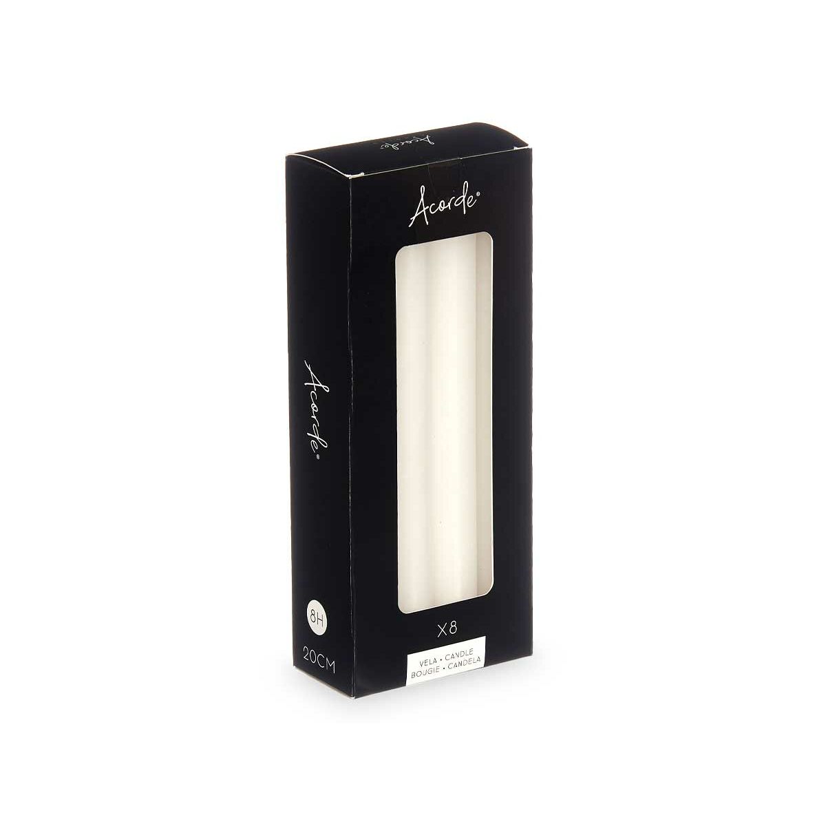 Set de Velas Acorde Blanco 2 x 2 x 20 cm 8,5 x 21 x 4,5 cm (12 Unidades)