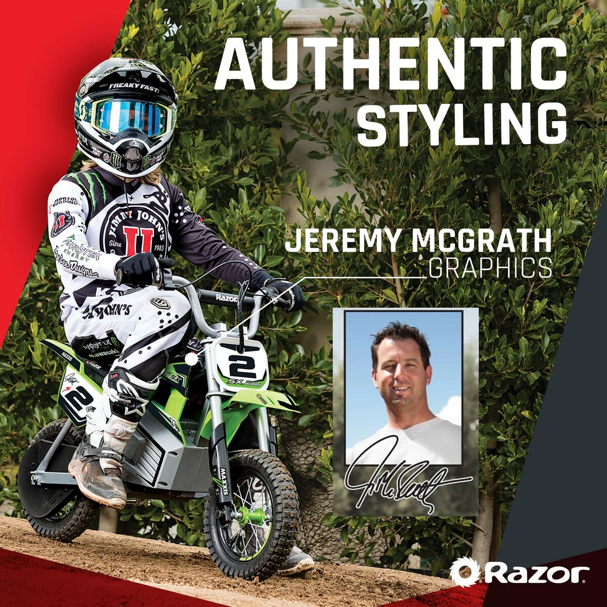 Moto Eléctrica para Niños Razor Dirt Rocket SX350 McGrath Blanco Negro Verde Gris