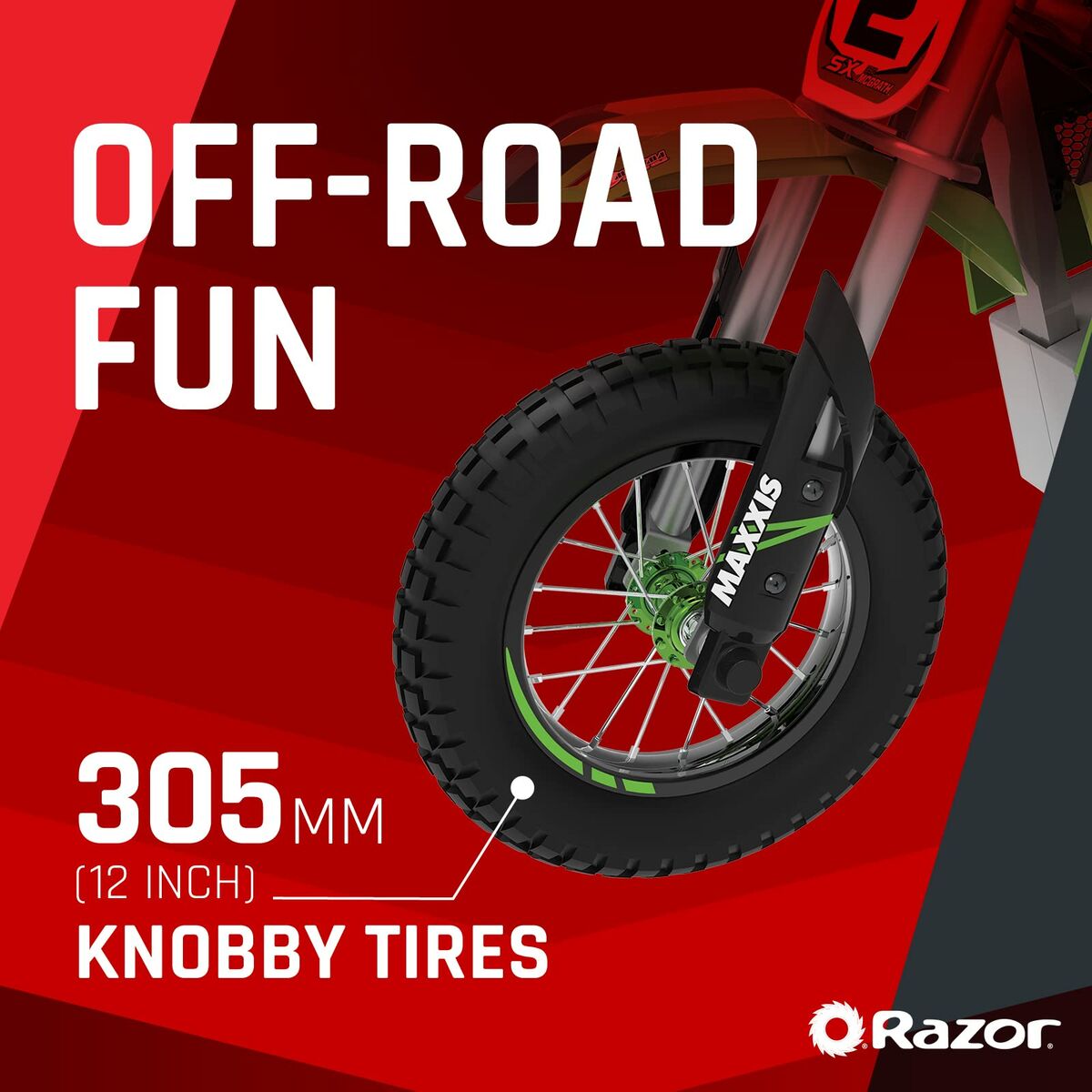 Moto Eléctrica para Niños Razor Dirt Rocket SX350 McGrath Blanco Negro Verde Gris