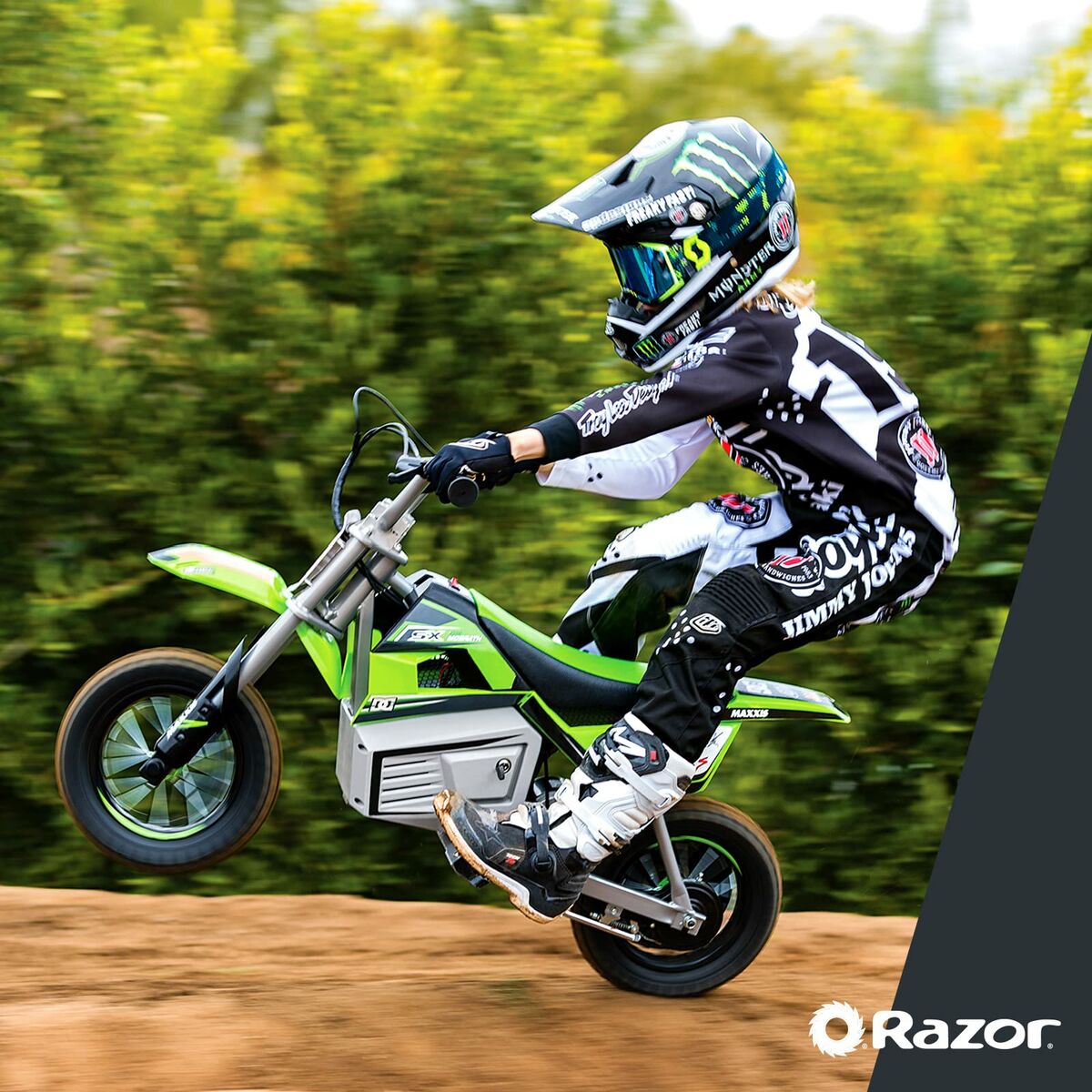 Moto Eléctrica para Niños Razor Dirt Rocket SX350 McGrath Blanco Negro Verde Gris