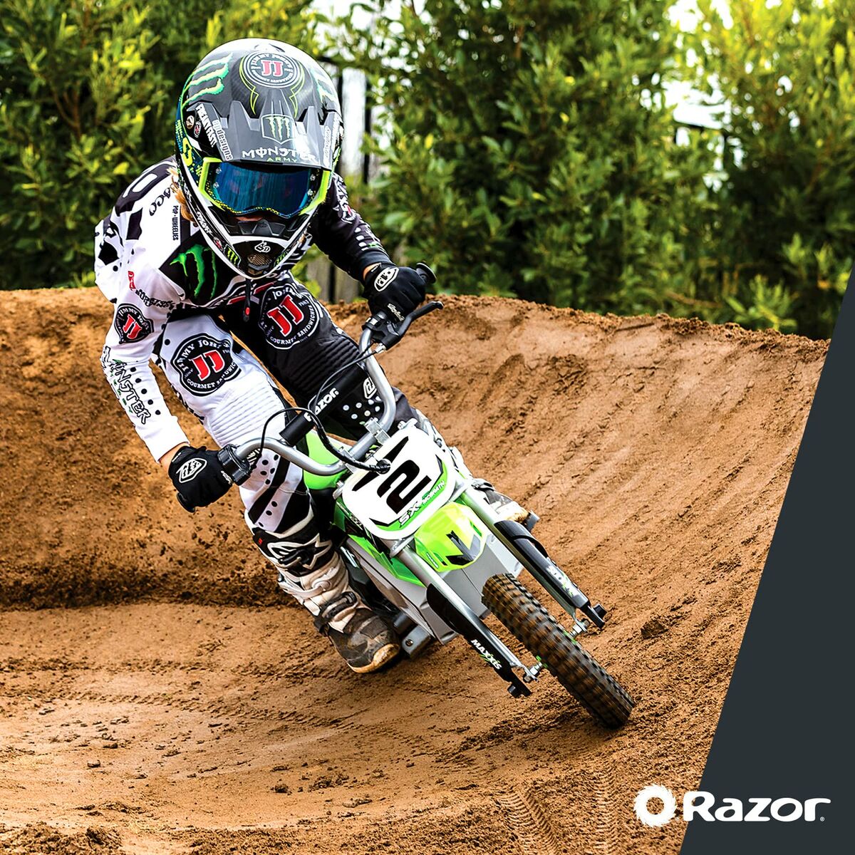 Moto Eléctrica para Niños Razor Dirt Rocket SX350 McGrath Blanco Negro Verde Gris