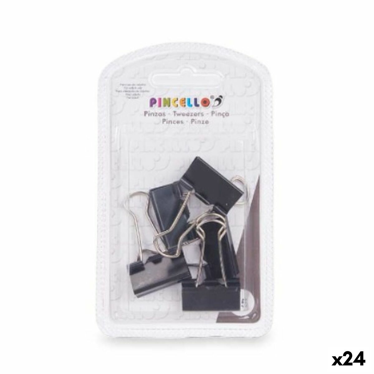 Pinzas Pincello Negro Metal Clip Mediano (24 Unidades)