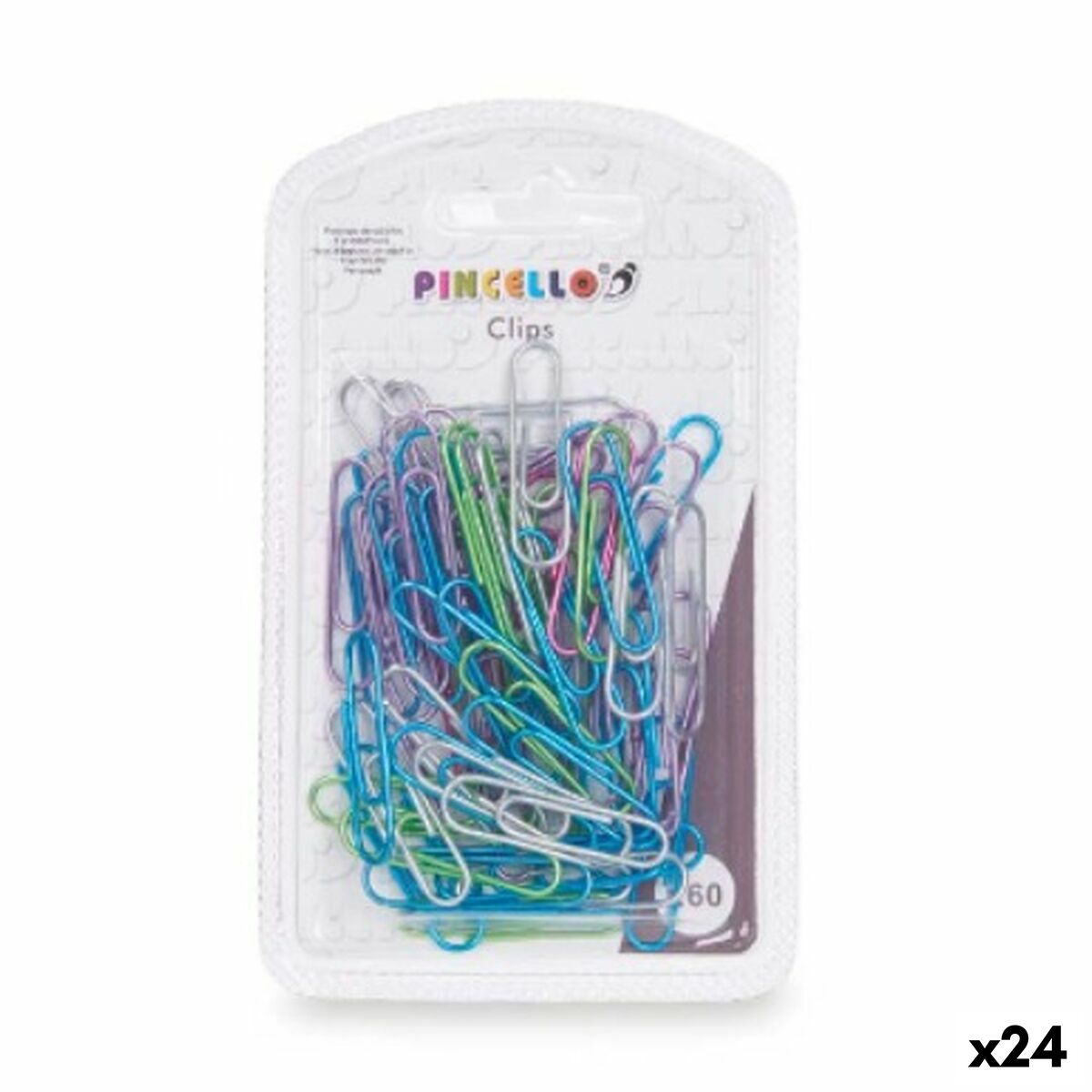 Clips Pincello Multicolor Metal Mediano (24 Unidades)