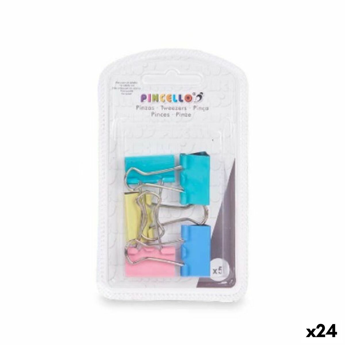 Pinzas Pincello Multicolor Metal Clip Mediano (24 Unidades)