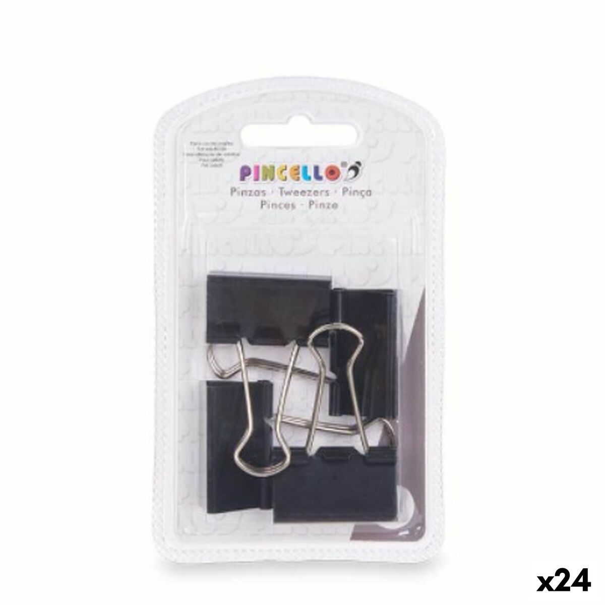 Pinzas Pincello Negro Metal Clip Grande (24 Unidades)