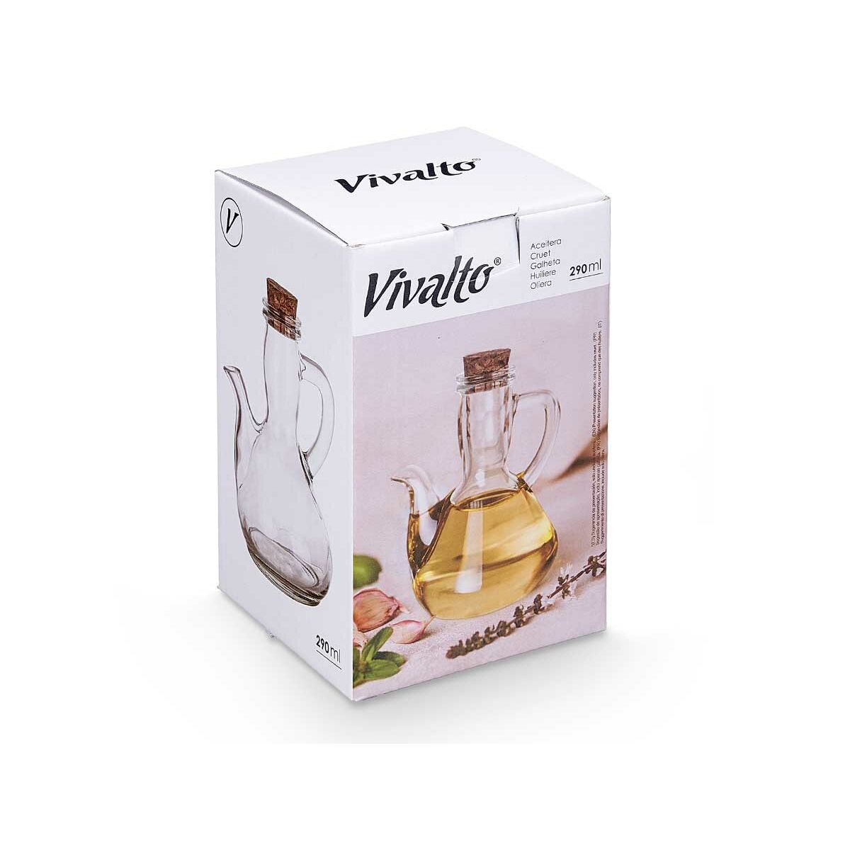 Aceitera Vivalto Transparente Corcho Vidrio 290 ml 12 x 14,5 x 9,5 cm (24 Unidades)