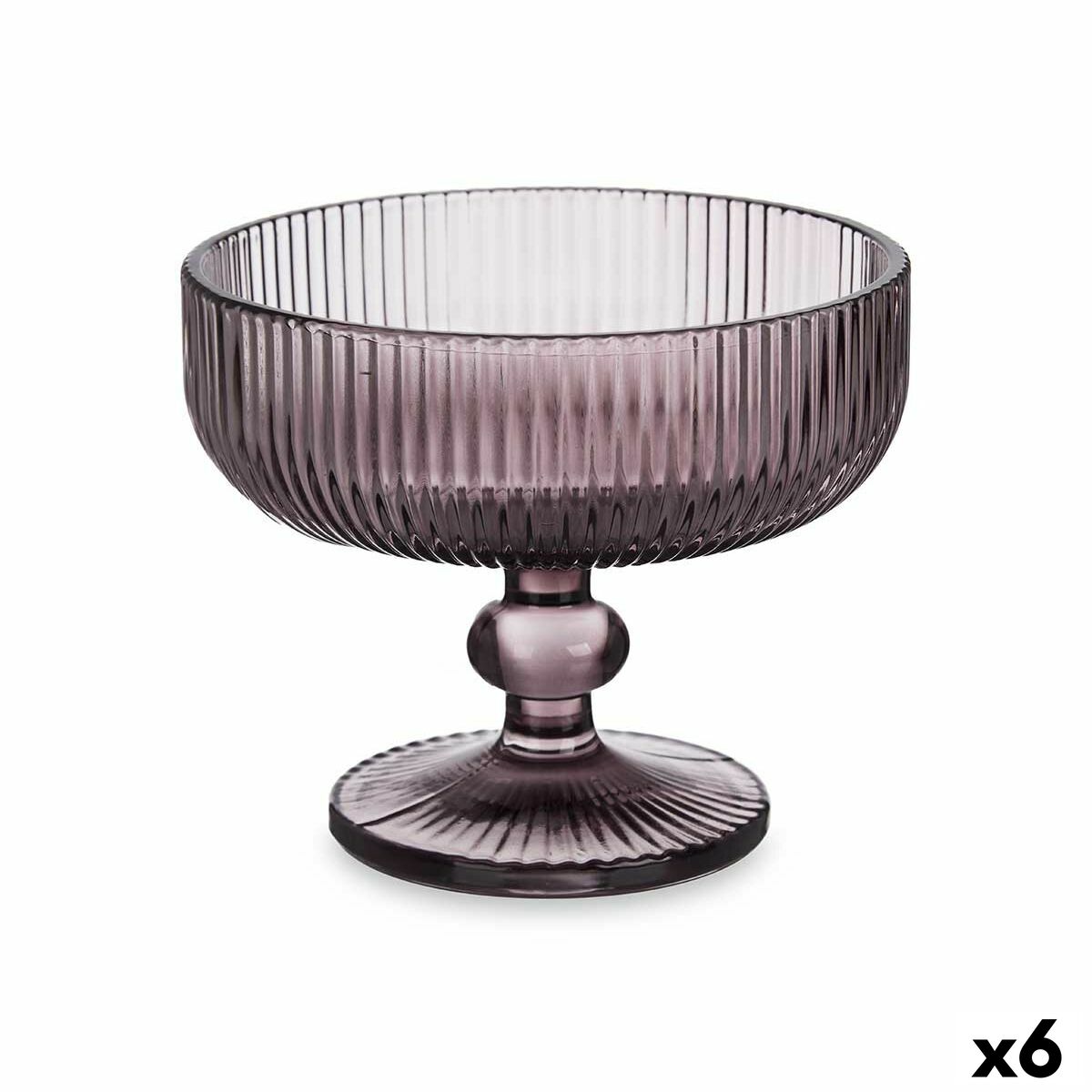 Copa de Helados y Batidos Vivalto Gris Rosa Vidrio 310 ml Rayas (6 Unidades)