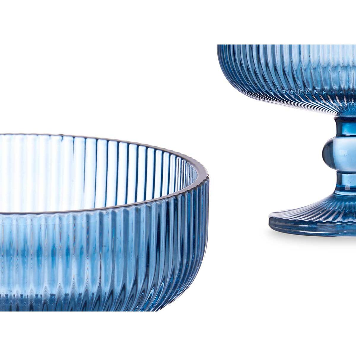 Copa de Helados y Batidos Vivalto Azul Cristal 310 ml Rayas (6 Unidades)