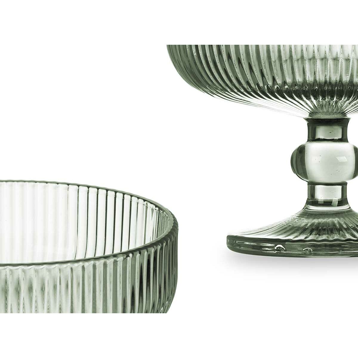 Copa de Helados y Batidos Vivalto Verde Vidrio 310 ml Rayas (6 Unidades)