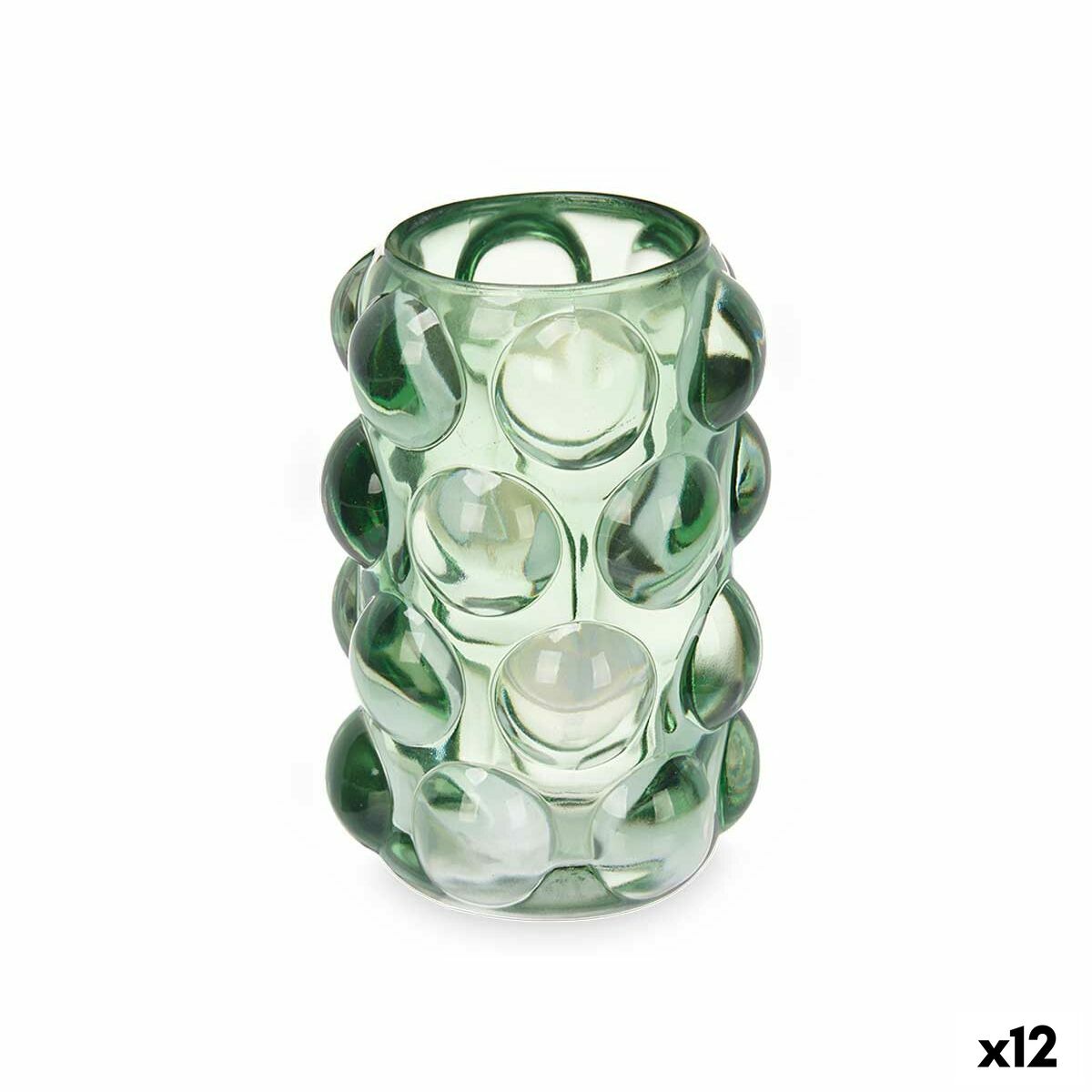 Portavelas Gift Decor Verde Cristal 8,4 x 12,5 x 8,4 cm Microesferas (12 Unidades)