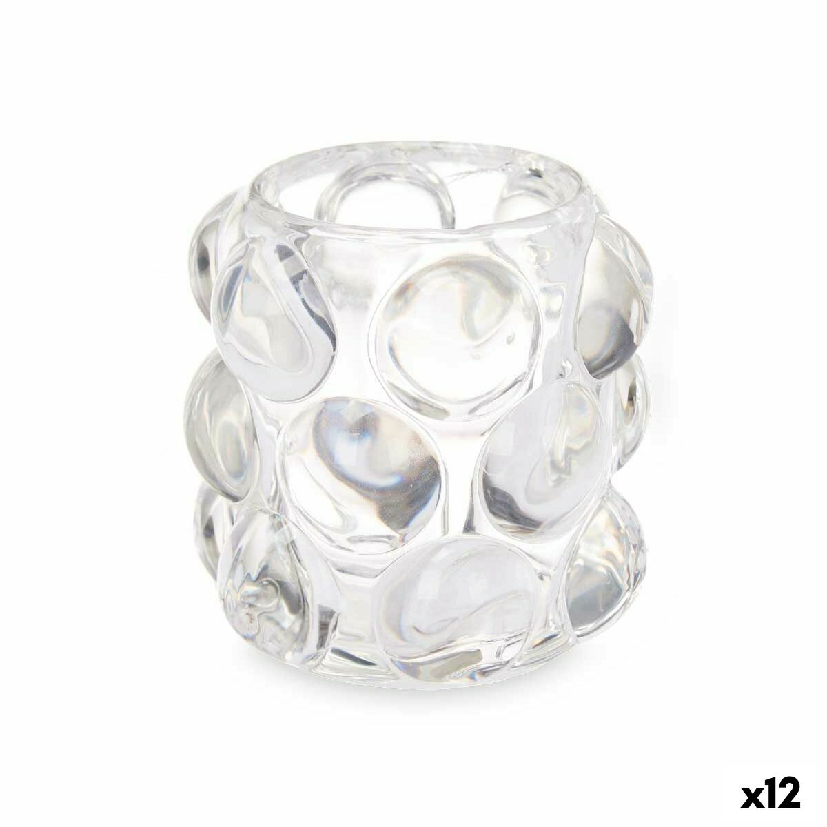 Portavelas Gift Decor Transparente Cristal 8,4 x 9 x 8,4 cm Microesferas (12 Unidades)