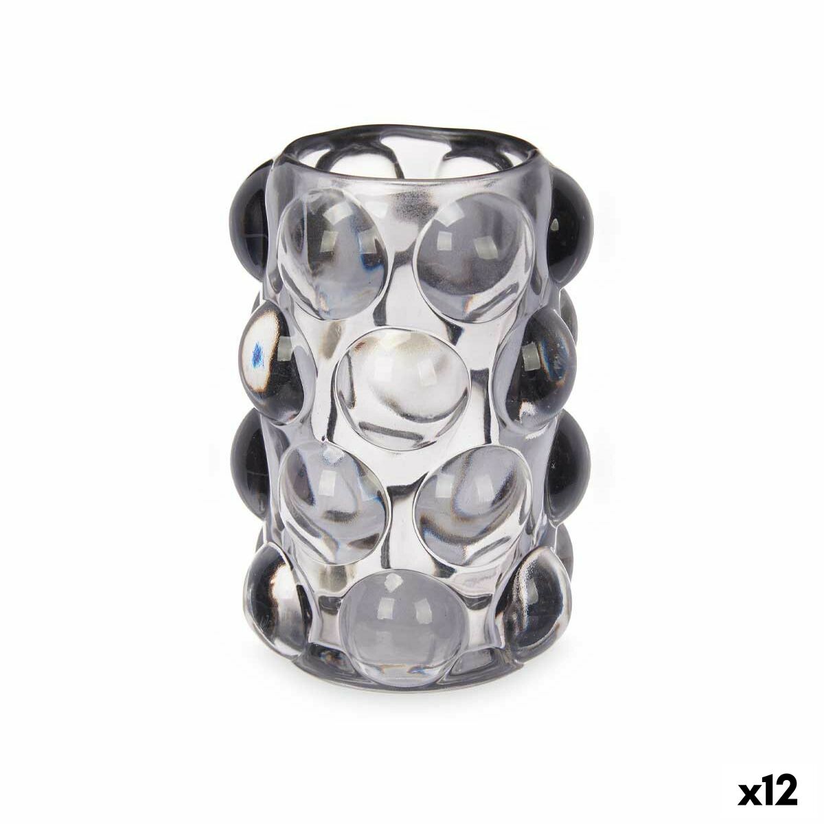 Portavelas Gift Decor Gris Cristal 8,4 x 12,5 x 8,4 cm Microesferas (12 Unidades)