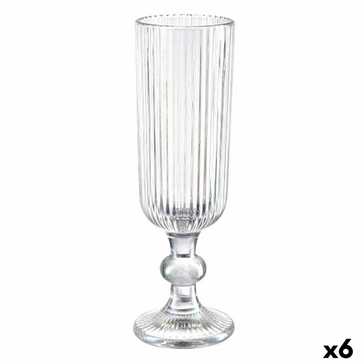 Copa de champán Vivalto Transparente Vidrio 160 ml Rayas (6 Unidades)