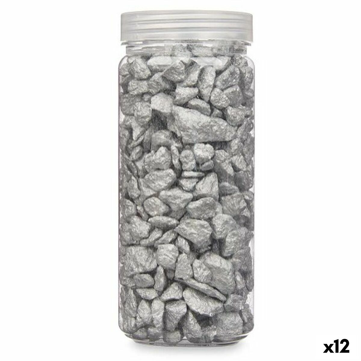 Piedras Decorativas Gift Decor Plateado 10 - 20 mm 700 g 6,2 x 15,3 x 6,2 cm 6,5 x 15,8 x 6,5 cm (12 Unidades)