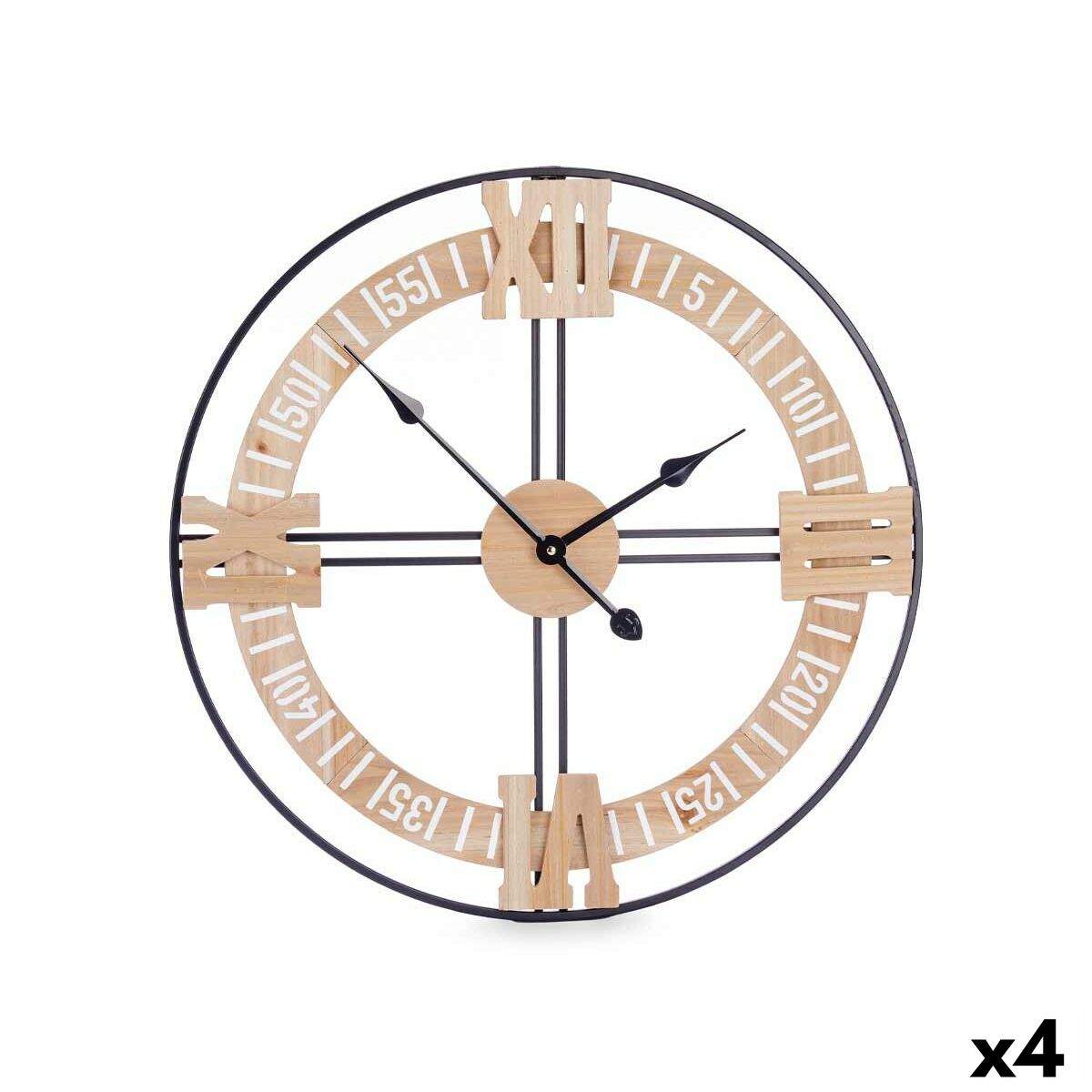 Reloj de Pared Gift Decor Negro Madera Metal Madera MDF 60 x 60 x 5 cm (4 Unidades)
