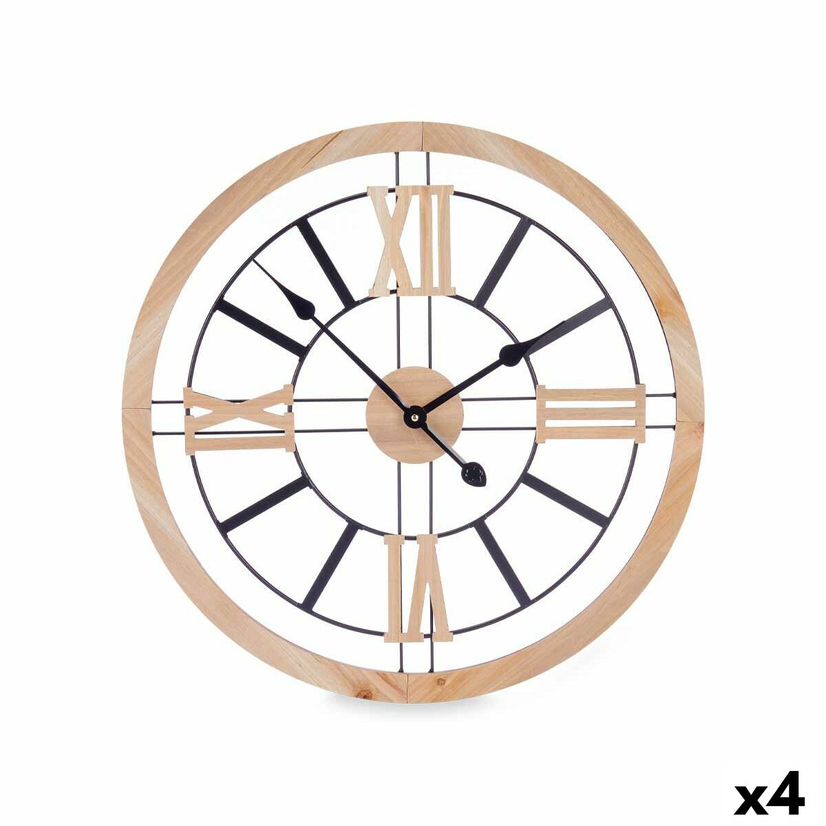Reloj de Pared Gift Decor Negro Madera Metal Madera MDF 60 x 60 x 4,5 cm (4 Unidades)