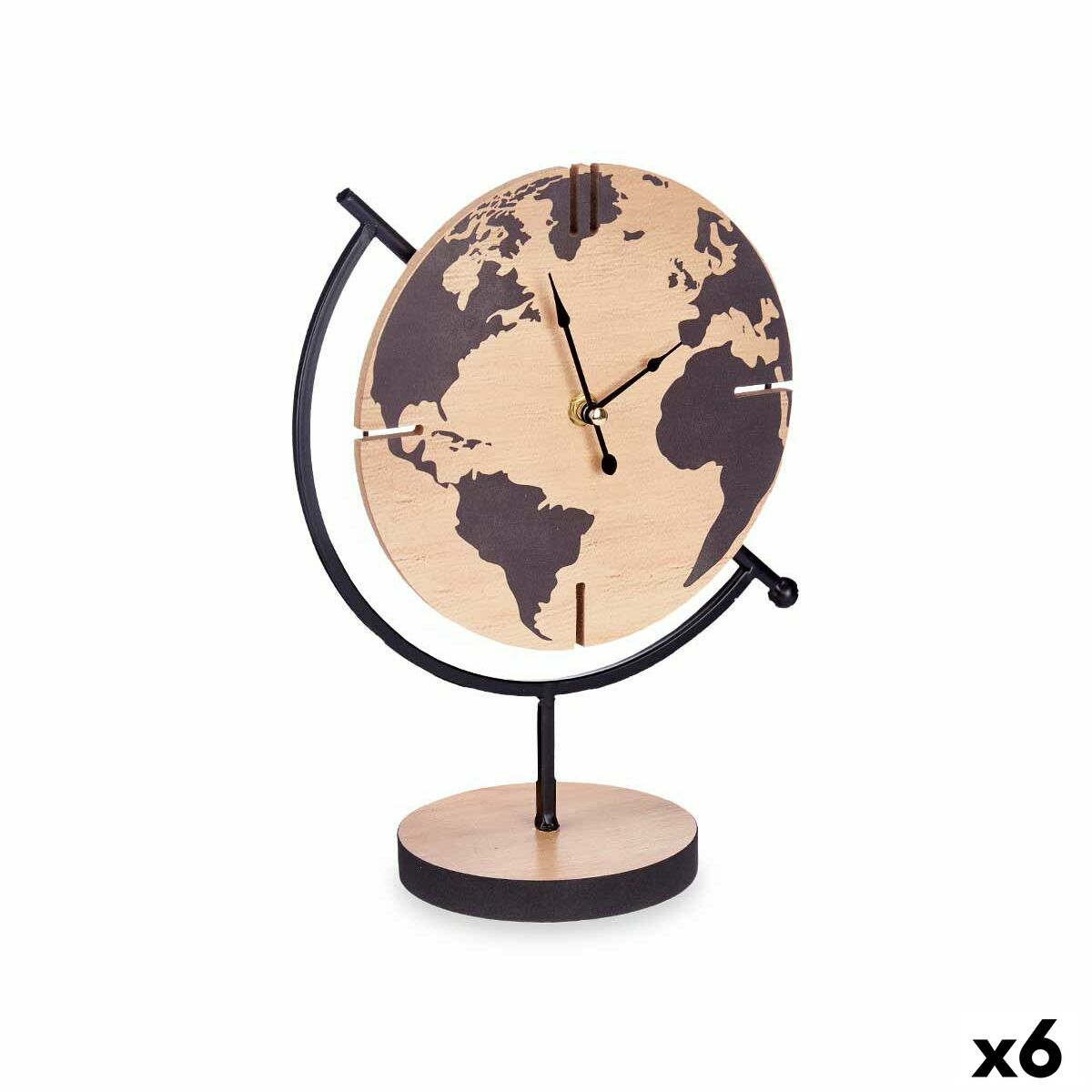 Reloj de Mesa Gift Decor Negro Madera Mapamundi (6 Unidades)