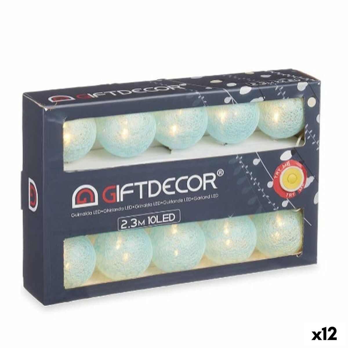 Guirnalda de Luces LED Gift Decor Azul 2,3 m 31 x 20 x 6,5 cm Bola (12 Unidades)
