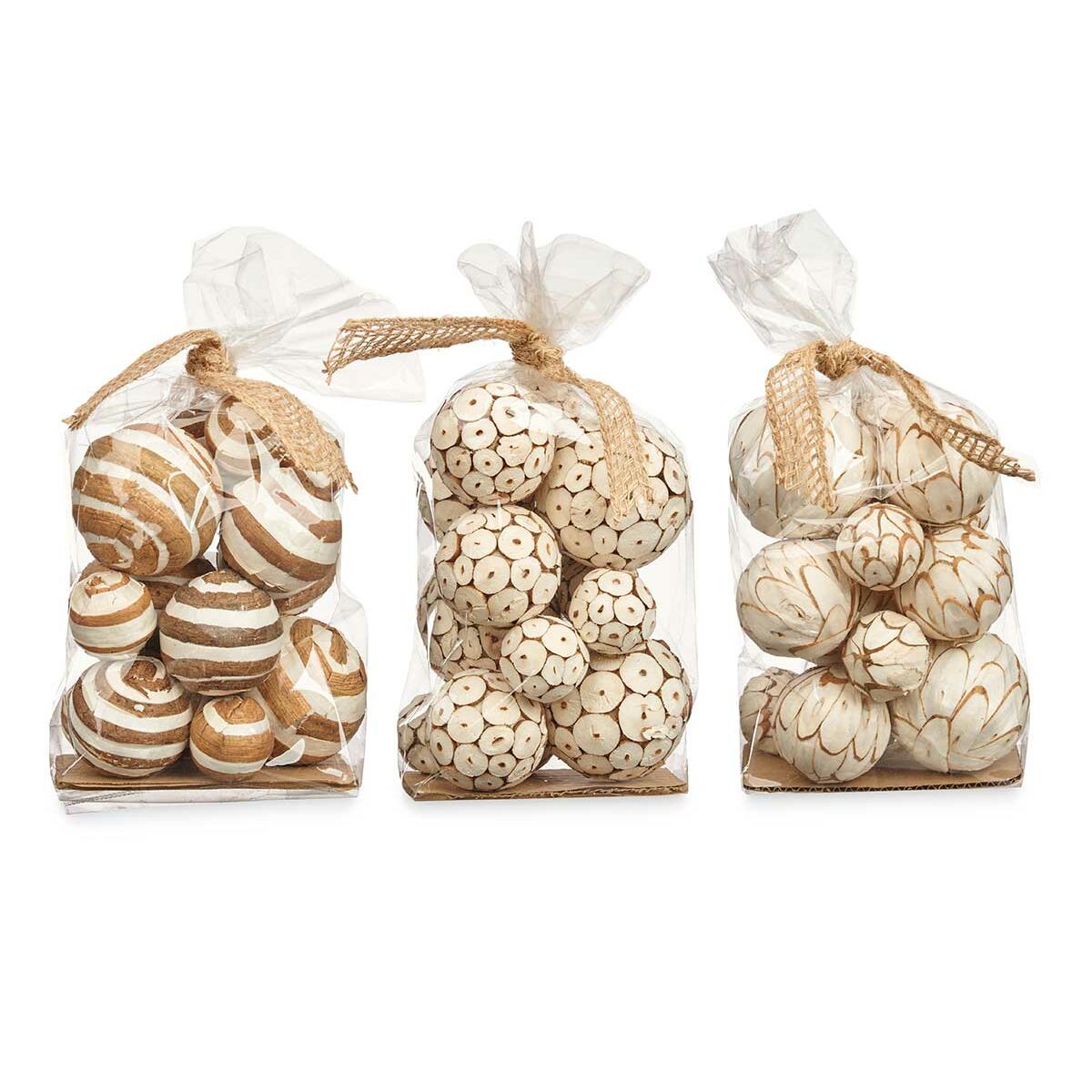 Set de Bolas Decorativas Gift Decor Blanco Marrón 14 x 31 x 10 cm (12 Unidades)
