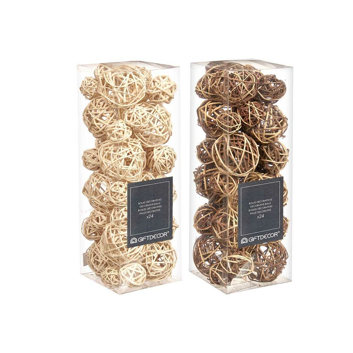 Set de Bolas Decorativas Gift Decor Blanco Marrón 10 x 30 x 10 cm (12 Unidades)