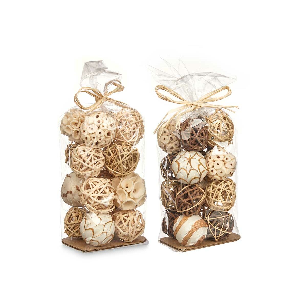 Set de Bolas Decorativas Gift Decor Blanco Marrón 8 x 22 x 8 cm 9 x 25 x 8 cm (12 Unidades)