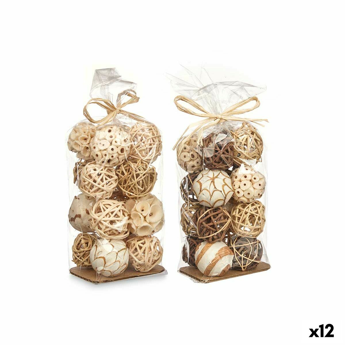 Set de Bolas Decorativas Gift Decor Blanco Marrón 8 x 22 x 8 cm 9 x 25 x 8 cm (12 Unidades)