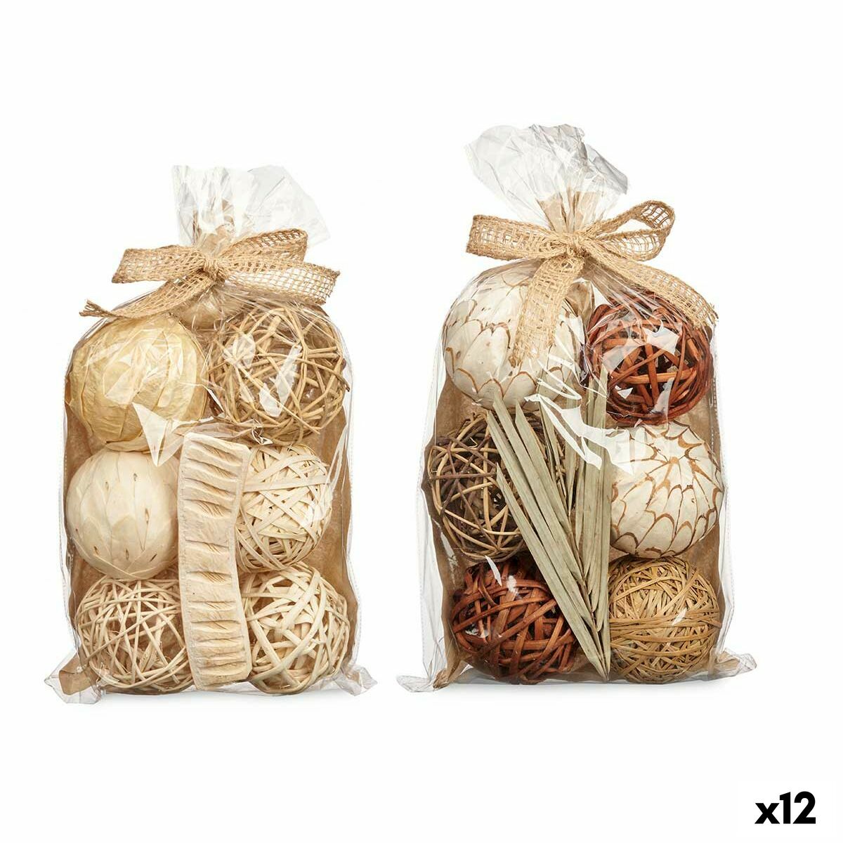 Set de Bolas Decorativas Gift Decor Blanco Marrón 22 x 40 x 9 cm (12 Unidades)