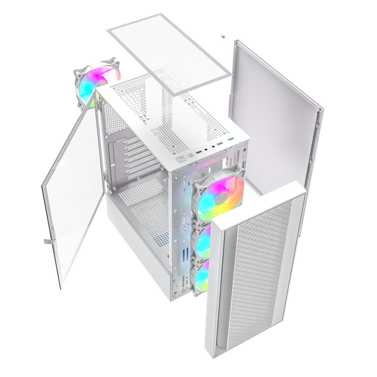 Caja Semitorre ATX GEMBIRD Fornax 4000W ARGB Blanco Multicolor